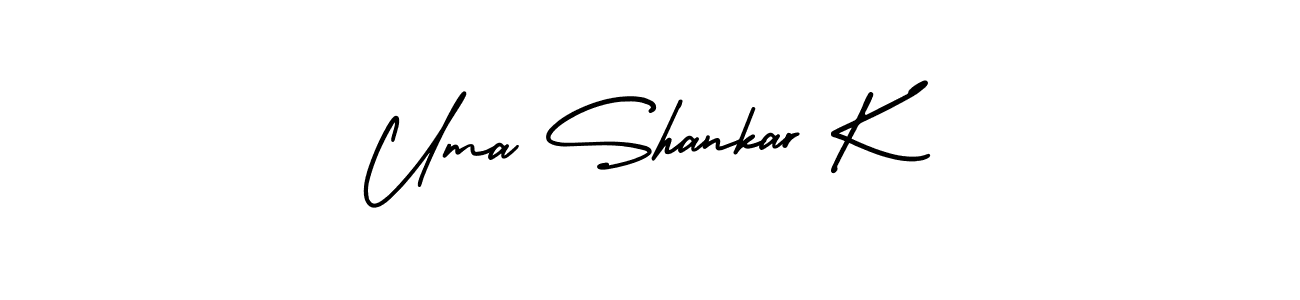 This is the best signature style for the Uma Shankar K name. Also you like these signature font (AmerikaSignatureDemo-Regular). Mix name signature. Uma Shankar K signature style 3 images and pictures png