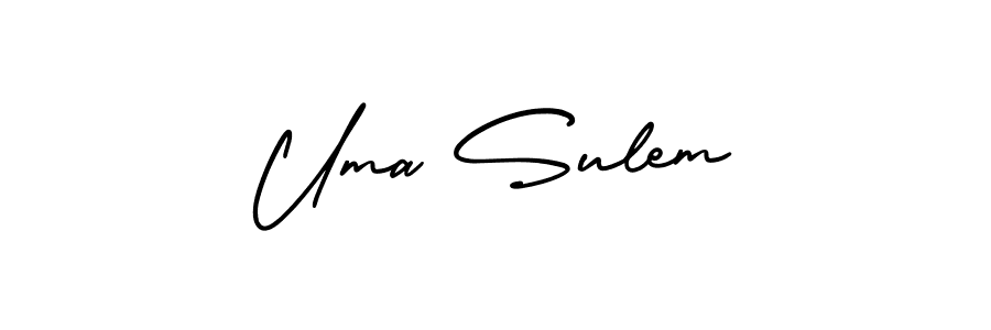 You should practise on your own different ways (AmerikaSignatureDemo-Regular) to write your name (Uma Sulem) in signature. don't let someone else do it for you. Uma Sulem signature style 3 images and pictures png