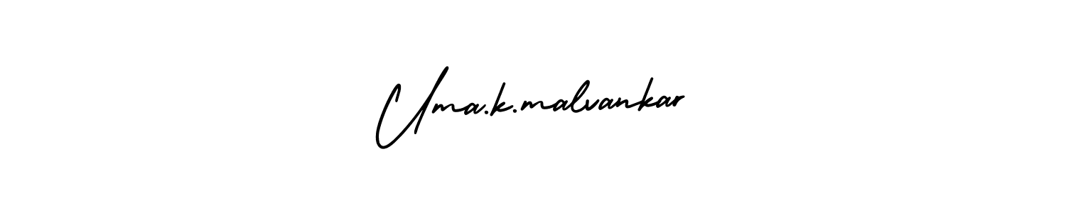 if you are searching for the best signature style for your name Uma.k.malvankar. so please give up your signature search. here we have designed multiple signature styles  using AmerikaSignatureDemo-Regular. Uma.k.malvankar signature style 3 images and pictures png