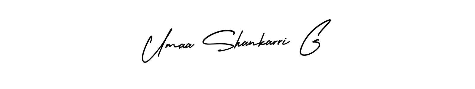 You should practise on your own different ways (AmerikaSignatureDemo-Regular) to write your name (Umaa Shankarri G) in signature. don't let someone else do it for you. Umaa Shankarri G signature style 3 images and pictures png