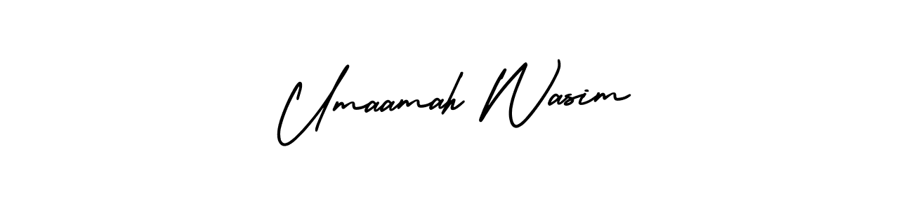 Umaamah Wasim stylish signature style. Best Handwritten Sign (AmerikaSignatureDemo-Regular) for my name. Handwritten Signature Collection Ideas for my name Umaamah Wasim. Umaamah Wasim signature style 3 images and pictures png