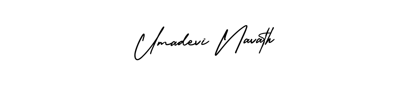The best way (AmerikaSignatureDemo-Regular) to make a short signature is to pick only two or three words in your name. The name Umadevi Navath include a total of six letters. For converting this name. Umadevi Navath signature style 3 images and pictures png