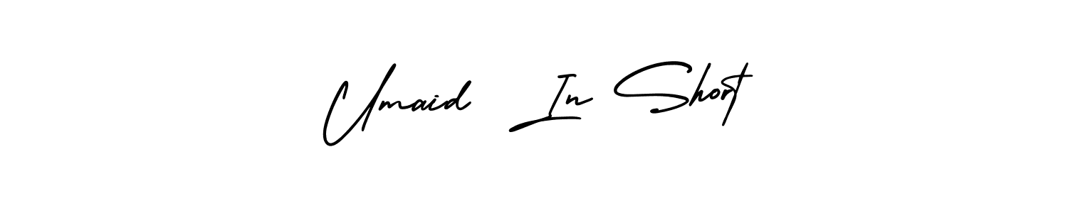 The best way (AmerikaSignatureDemo-Regular) to make a short signature is to pick only two or three words in your name. The name Umaid  In Short include a total of six letters. For converting this name. Umaid  In Short signature style 3 images and pictures png