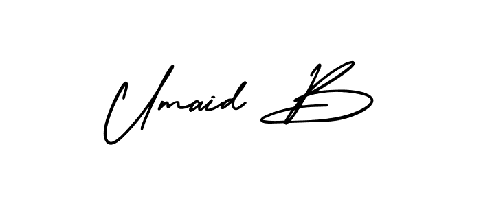 Use a signature maker to create a handwritten signature online. With this signature software, you can design (AmerikaSignatureDemo-Regular) your own signature for name Umaid B. Umaid B signature style 3 images and pictures png