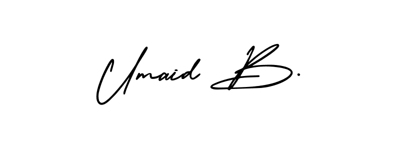 Similarly AmerikaSignatureDemo-Regular is the best handwritten signature design. Signature creator online .You can use it as an online autograph creator for name Umaid B.. Umaid B. signature style 3 images and pictures png