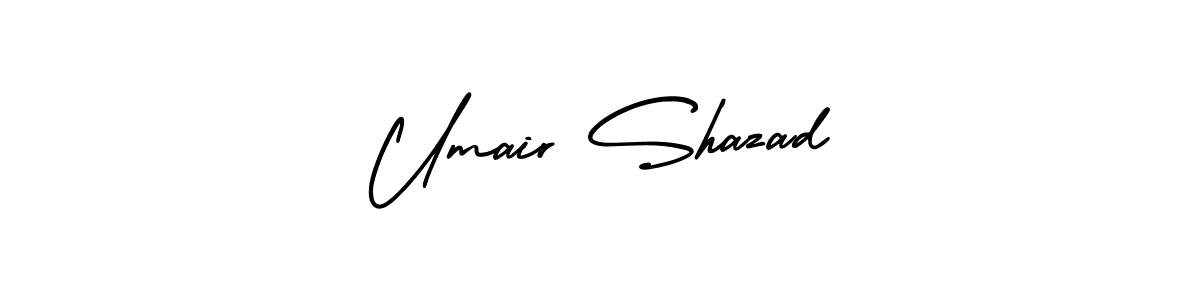 The best way (AmerikaSignatureDemo-Regular) to make a short signature is to pick only two or three words in your name. The name Umair Shazad include a total of six letters. For converting this name. Umair Shazad signature style 3 images and pictures png
