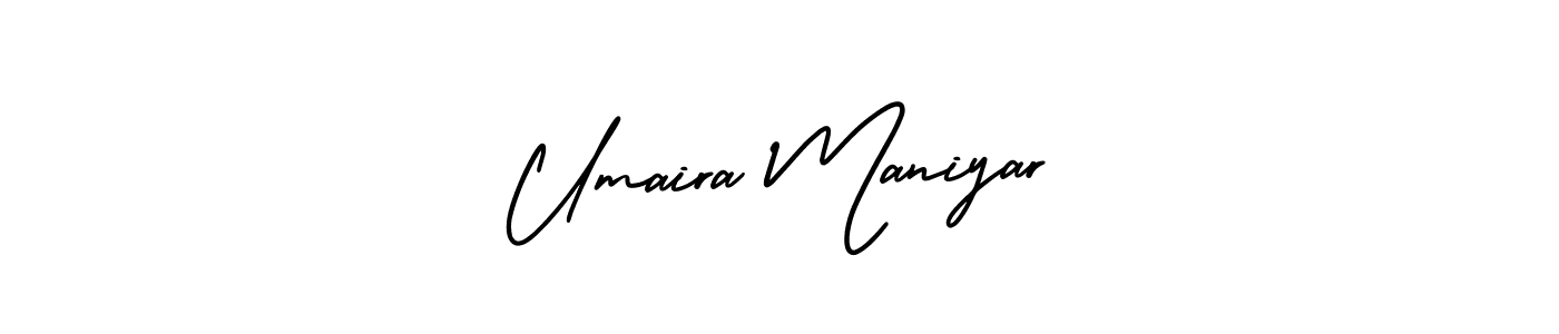 Make a beautiful signature design for name Umaira Maniyar. With this signature (AmerikaSignatureDemo-Regular) style, you can create a handwritten signature for free. Umaira Maniyar signature style 3 images and pictures png
