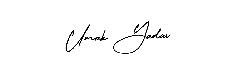 You should practise on your own different ways (AmerikaSignatureDemo-Regular) to write your name (Umak Yadav) in signature. don't let someone else do it for you. Umak Yadav signature style 3 images and pictures png