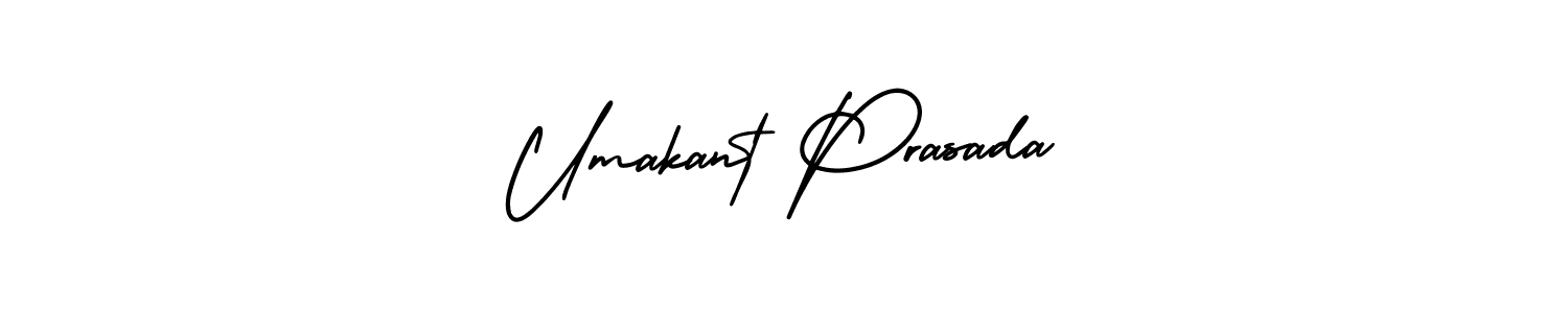 You should practise on your own different ways (AmerikaSignatureDemo-Regular) to write your name (Umakant Prasada) in signature. don't let someone else do it for you. Umakant Prasada signature style 3 images and pictures png