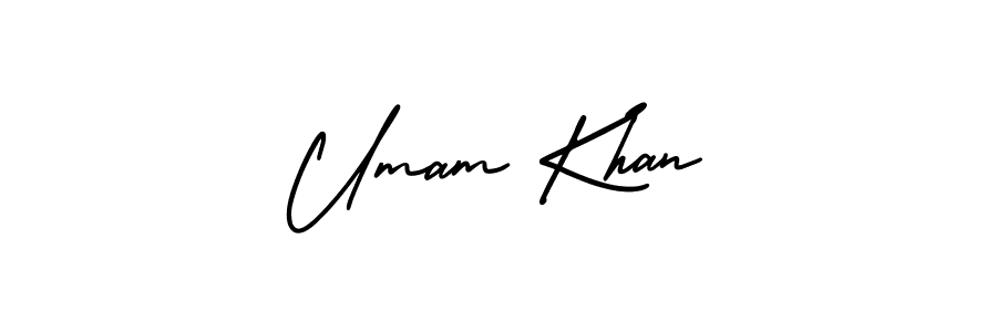 How to Draw Umam Khan signature style? AmerikaSignatureDemo-Regular is a latest design signature styles for name Umam Khan. Umam Khan signature style 3 images and pictures png