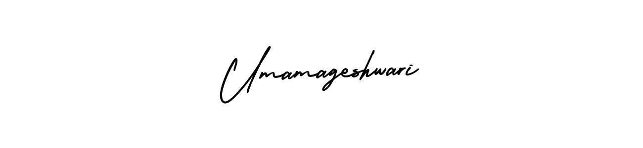 The best way (AmerikaSignatureDemo-Regular) to make a short signature is to pick only two or three words in your name. The name Umamageshwari include a total of six letters. For converting this name. Umamageshwari signature style 3 images and pictures png