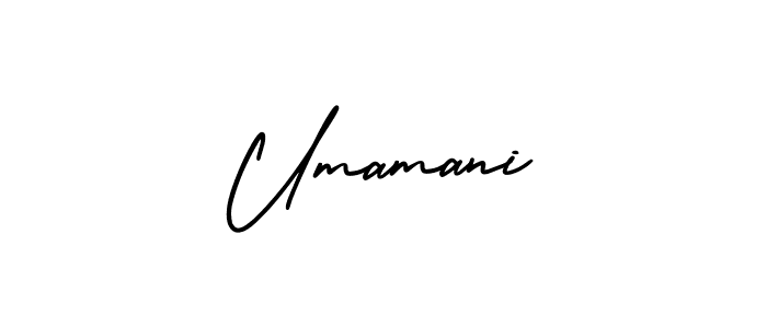 How to make Umamani name signature. Use AmerikaSignatureDemo-Regular style for creating short signs online. This is the latest handwritten sign. Umamani signature style 3 images and pictures png