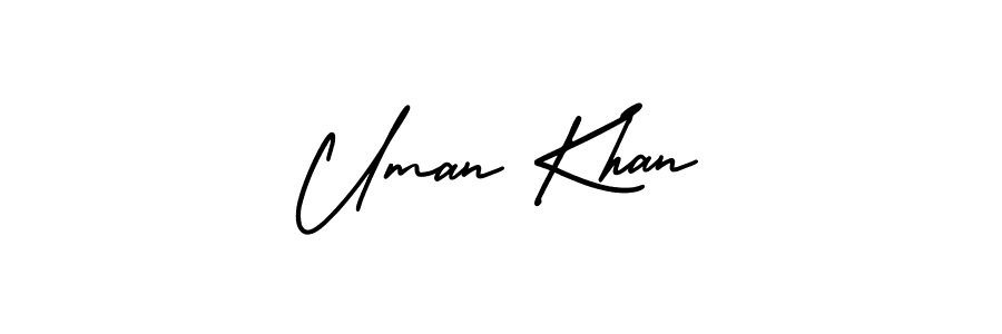 if you are searching for the best signature style for your name Uman Khan. so please give up your signature search. here we have designed multiple signature styles  using AmerikaSignatureDemo-Regular. Uman Khan signature style 3 images and pictures png