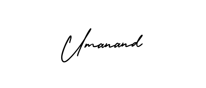 You should practise on your own different ways (AmerikaSignatureDemo-Regular) to write your name (Umanand) in signature. don't let someone else do it for you. Umanand signature style 3 images and pictures png