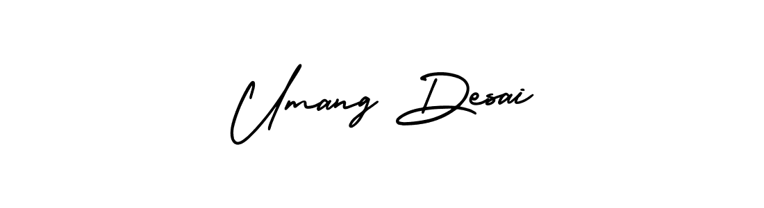 You should practise on your own different ways (AmerikaSignatureDemo-Regular) to write your name (Umang Desai) in signature. don't let someone else do it for you. Umang Desai signature style 3 images and pictures png