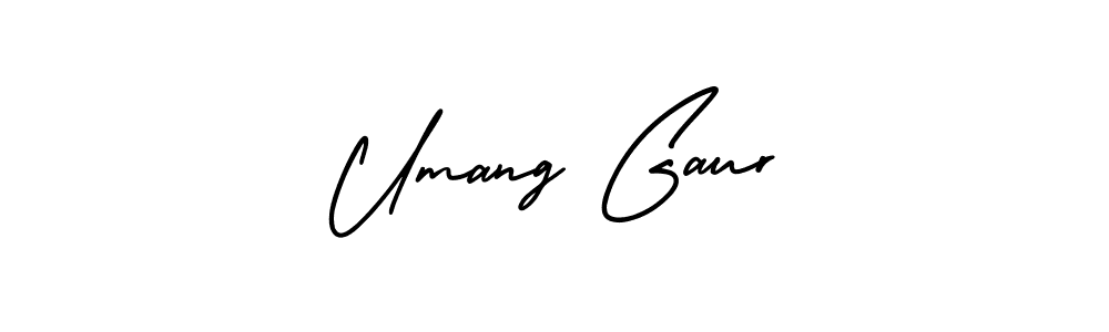 The best way (AmerikaSignatureDemo-Regular) to make a short signature is to pick only two or three words in your name. The name Umang Gaur include a total of six letters. For converting this name. Umang Gaur signature style 3 images and pictures png