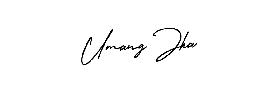 You should practise on your own different ways (AmerikaSignatureDemo-Regular) to write your name (Umang Jha) in signature. don't let someone else do it for you. Umang Jha signature style 3 images and pictures png