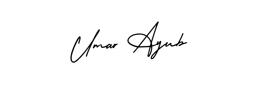 The best way (AmerikaSignatureDemo-Regular) to make a short signature is to pick only two or three words in your name. The name Umar Ayub include a total of six letters. For converting this name. Umar Ayub signature style 3 images and pictures png