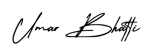 The AmerikaSignatureDemo-Regular font gives name Umar Bhatti a signature that looks effortless yet distinguished. Download high-res PNG instantly. Umar Bhatti signature style 3 images and pictures png