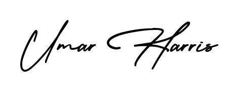 Transform the name Umar Harris into a signature masterpiece using AmerikaSignatureDemo-Regular font. Ideal for photographers, artists, and creators looking for watermarks. Umar Harris signature style 3 images and pictures png