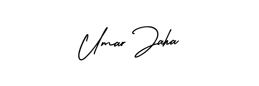 How to make Umar Jaha name signature. Use AmerikaSignatureDemo-Regular style for creating short signs online. This is the latest handwritten sign. Umar Jaha signature style 3 images and pictures png