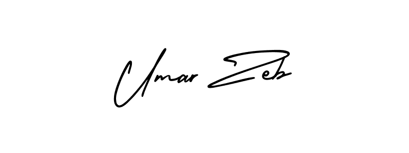 How to make Umar Zeb name signature. Use AmerikaSignatureDemo-Regular style for creating short signs online. This is the latest handwritten sign. Umar Zeb signature style 3 images and pictures png