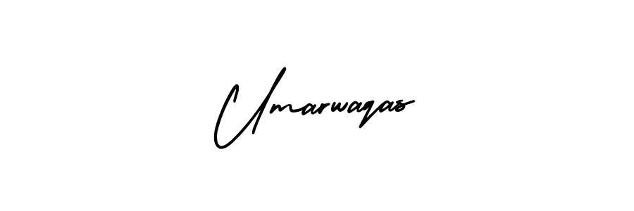 The best way (AmerikaSignatureDemo-Regular) to make a short signature is to pick only two or three words in your name. The name Umarwaqas include a total of six letters. For converting this name. Umarwaqas signature style 3 images and pictures png