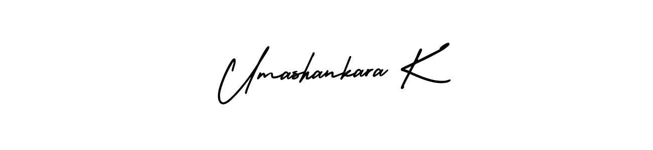 The best way (AmerikaSignatureDemo-Regular) to make a short signature is to pick only two or three words in your name. The name Umashankara K include a total of six letters. For converting this name. Umashankara K signature style 3 images and pictures png