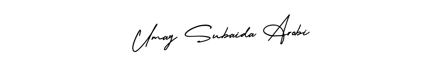 How to Draw Umay Subaida Arobi signature style? AmerikaSignatureDemo-Regular is a latest design signature styles for name Umay Subaida Arobi. Umay Subaida Arobi signature style 3 images and pictures png