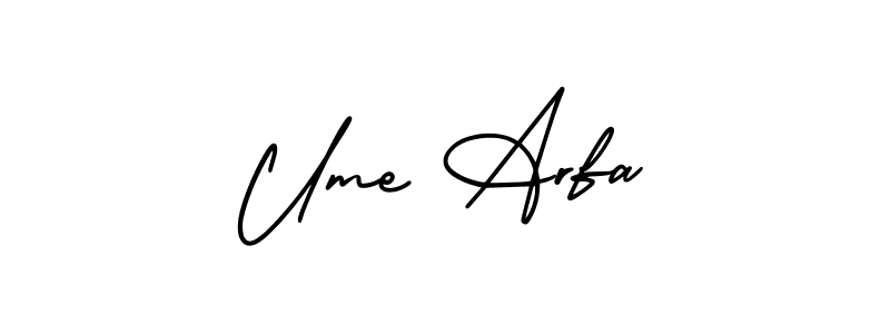 Ume Arfa stylish signature style. Best Handwritten Sign (AmerikaSignatureDemo-Regular) for my name. Handwritten Signature Collection Ideas for my name Ume Arfa. Ume Arfa signature style 3 images and pictures png