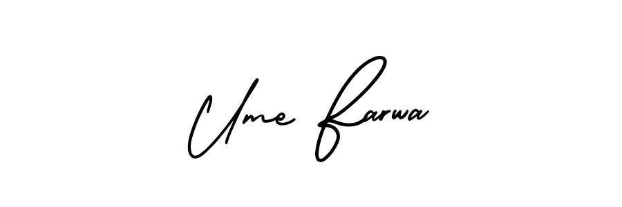 Make a short Ume Farwa signature style. Manage your documents anywhere anytime using AmerikaSignatureDemo-Regular. Create and add eSignatures, submit forms, share and send files easily. Ume Farwa signature style 3 images and pictures png