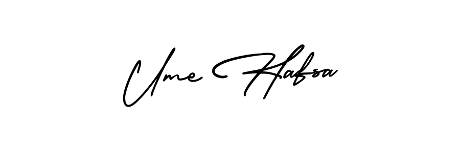 AmerikaSignatureDemo-Regular is a professional signature style that is perfect for those who want to add a touch of class to their signature. It is also a great choice for those who want to make their signature more unique. Get Ume Hafsa name to fancy signature for free. Ume Hafsa signature style 3 images and pictures png