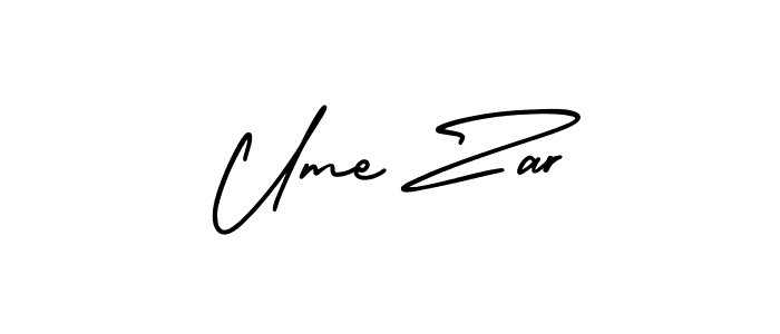 How to make Ume Zar name signature. Use AmerikaSignatureDemo-Regular style for creating short signs online. This is the latest handwritten sign. Ume Zar signature style 3 images and pictures png