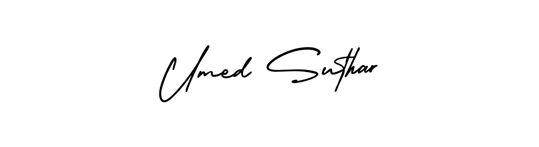 The best way (AmerikaSignatureDemo-Regular) to make a short signature is to pick only two or three words in your name. The name Umed Suthar include a total of six letters. For converting this name. Umed Suthar signature style 3 images and pictures png
