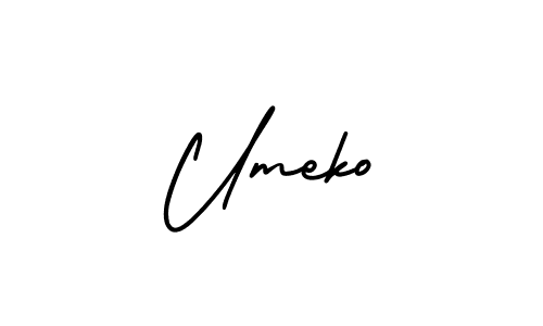 How to make Umeko name signature. Use AmerikaSignatureDemo-Regular style for creating short signs online. This is the latest handwritten sign. Umeko signature style 3 images and pictures png