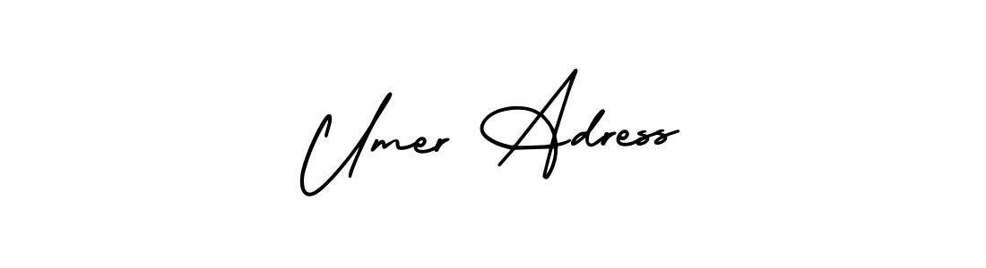 Make a beautiful signature design for name Umer Adress. With this signature (AmerikaSignatureDemo-Regular) style, you can create a handwritten signature for free. Umer Adress signature style 3 images and pictures png