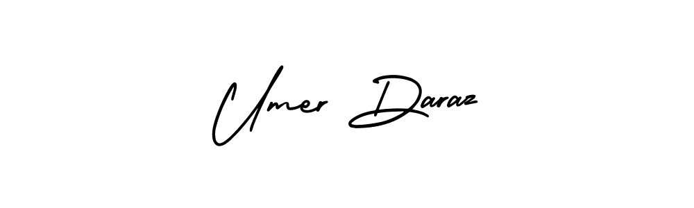 You should practise on your own different ways (AmerikaSignatureDemo-Regular) to write your name (Umer Daraz) in signature. don't let someone else do it for you. Umer Daraz signature style 3 images and pictures png