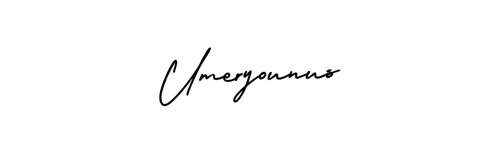 How to make Umeryounus name signature. Use AmerikaSignatureDemo-Regular style for creating short signs online. This is the latest handwritten sign. Umeryounus signature style 3 images and pictures png