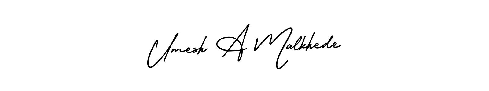 if you are searching for the best signature style for your name Umesh A Malkhede. so please give up your signature search. here we have designed multiple signature styles  using AmerikaSignatureDemo-Regular. Umesh A Malkhede signature style 3 images and pictures png