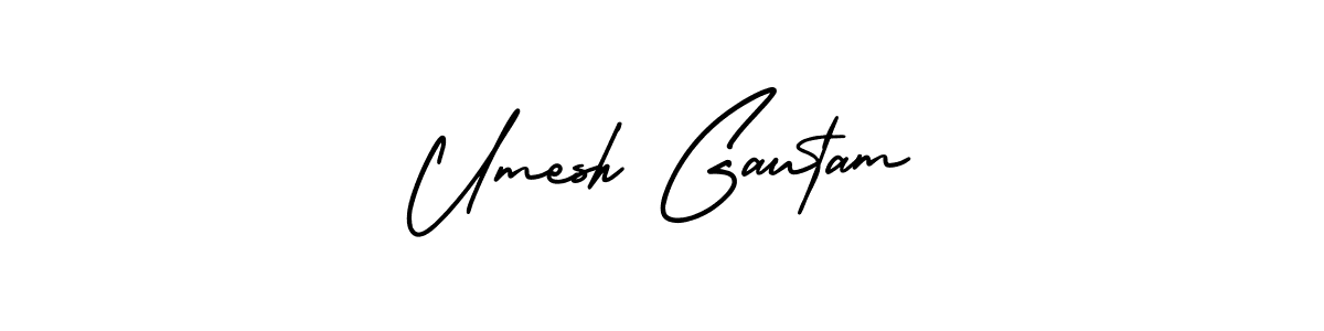 How to make Umesh Gautam name signature. Use AmerikaSignatureDemo-Regular style for creating short signs online. This is the latest handwritten sign. Umesh Gautam signature style 3 images and pictures png