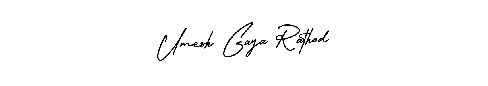 The best way (AmerikaSignatureDemo-Regular) to make a short signature is to pick only two or three words in your name. The name Umesh Gaya Rathod include a total of six letters. For converting this name. Umesh Gaya Rathod signature style 3 images and pictures png