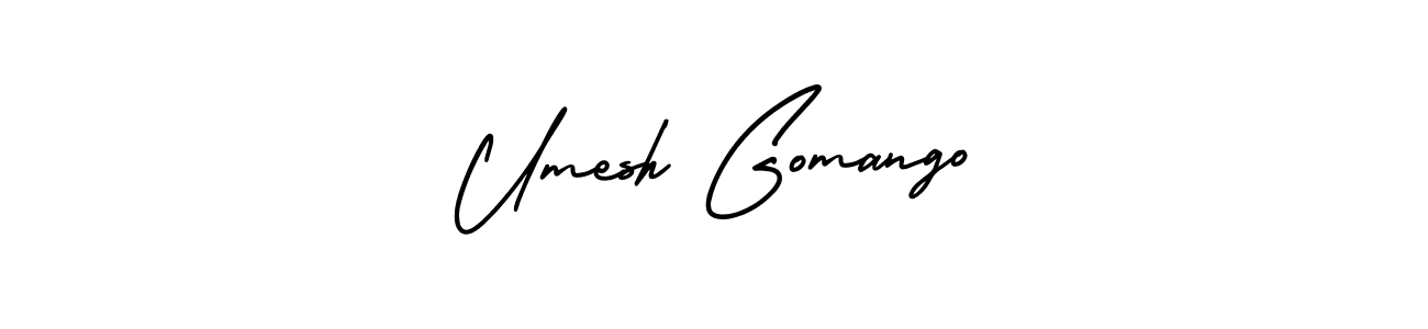 Umesh Gomango stylish signature style. Best Handwritten Sign (AmerikaSignatureDemo-Regular) for my name. Handwritten Signature Collection Ideas for my name Umesh Gomango. Umesh Gomango signature style 3 images and pictures png