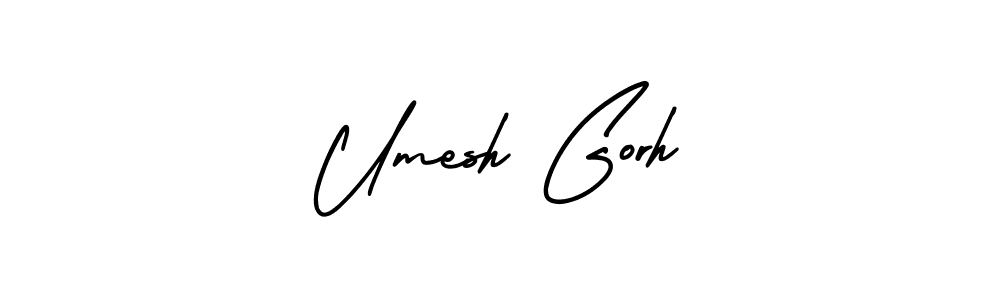 The best way (AmerikaSignatureDemo-Regular) to make a short signature is to pick only two or three words in your name. The name Umesh Gorh include a total of six letters. For converting this name. Umesh Gorh signature style 3 images and pictures png
