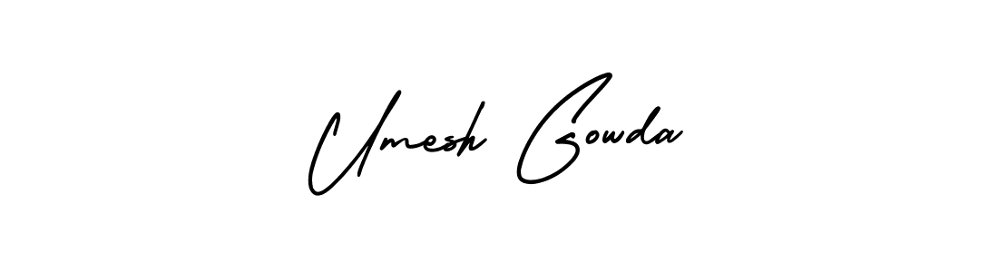 How to make Umesh Gowda name signature. Use AmerikaSignatureDemo-Regular style for creating short signs online. This is the latest handwritten sign. Umesh Gowda signature style 3 images and pictures png