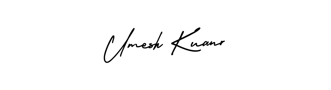 The best way (AmerikaSignatureDemo-Regular) to make a short signature is to pick only two or three words in your name. The name Umesh Kuanr include a total of six letters. For converting this name. Umesh Kuanr signature style 3 images and pictures png