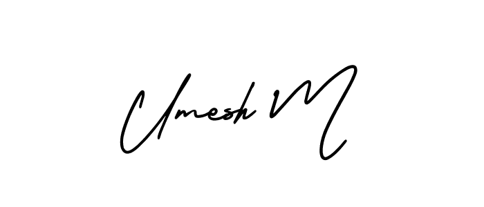 AmerikaSignatureDemo-Regular is a professional signature style that is perfect for those who want to add a touch of class to their signature. It is also a great choice for those who want to make their signature more unique. Get Umesh M name to fancy signature for free. Umesh M signature style 3 images and pictures png