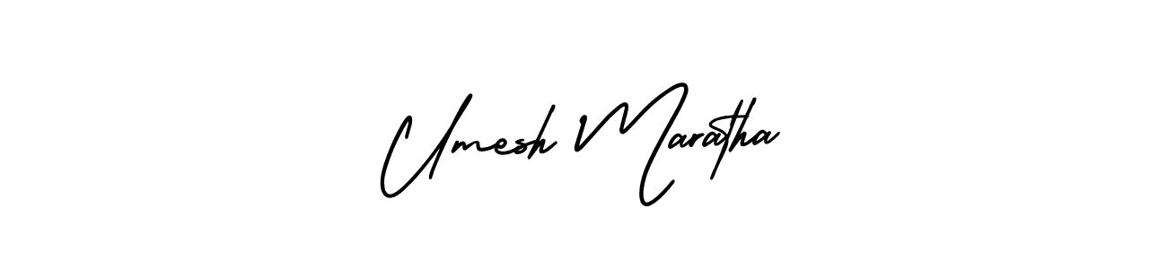 The best way (AmerikaSignatureDemo-Regular) to make a short signature is to pick only two or three words in your name. The name Umesh Maratha include a total of six letters. For converting this name. Umesh Maratha signature style 3 images and pictures png