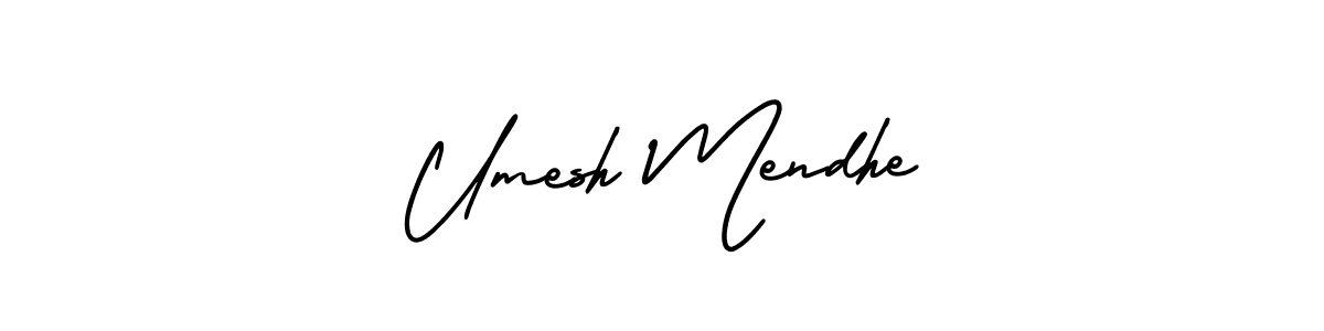 This is the best signature style for the Umesh Mendhe name. Also you like these signature font (AmerikaSignatureDemo-Regular). Mix name signature. Umesh Mendhe signature style 3 images and pictures png
