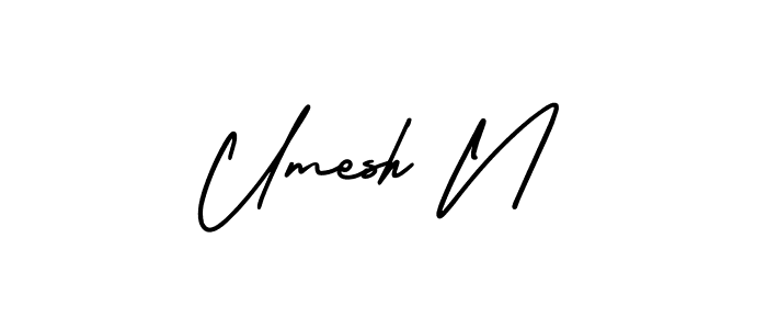 Also You can easily find your signature by using the search form. We will create Umesh N name handwritten signature images for you free of cost using AmerikaSignatureDemo-Regular sign style. Umesh N signature style 3 images and pictures png