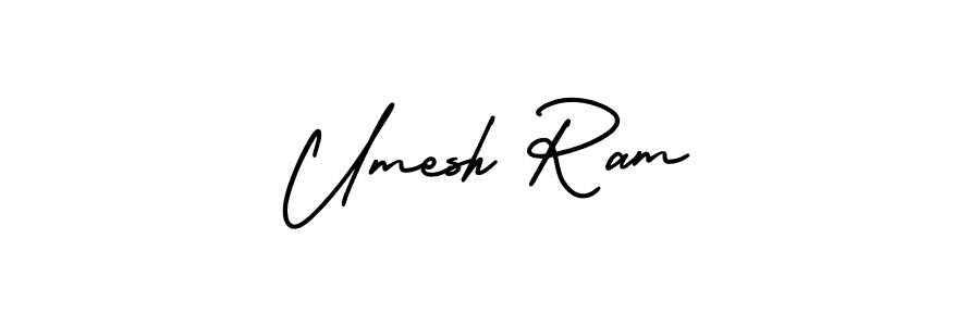 You should practise on your own different ways (AmerikaSignatureDemo-Regular) to write your name (Umesh Ram) in signature. don't let someone else do it for you. Umesh Ram signature style 3 images and pictures png